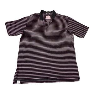 Peter Millar Mens XL Pink Black Striped Casual Golf Polo Shirt